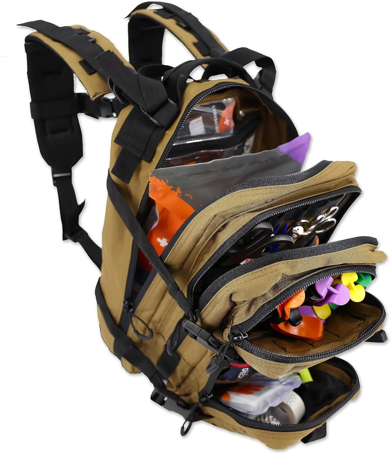 Lightning X Stocked EMS/EMT Trauma & Bleeding First Aid Responder Medical Backpack   Kit - TAN