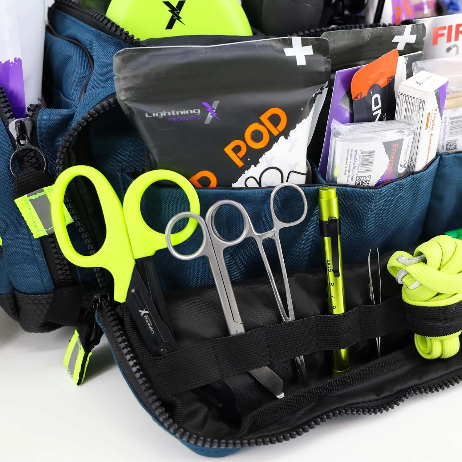 Lightning X Stocked X-Large Modular EMT Medic Trauma Bag w/Emergency Medical Fill Kit Supplies - BLUE
