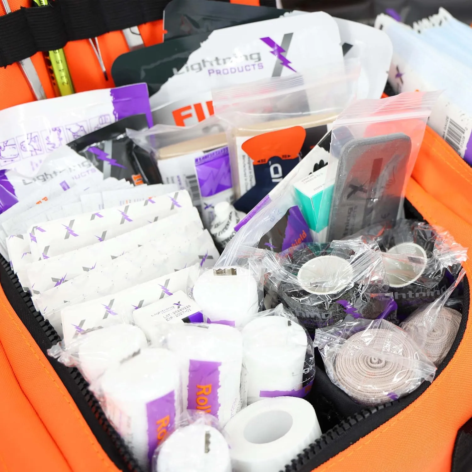 Lightning X Value Compact Medic First Responder EMS/EMT Stocked Trauma Bag w/Basic Fill Kit A - Orange