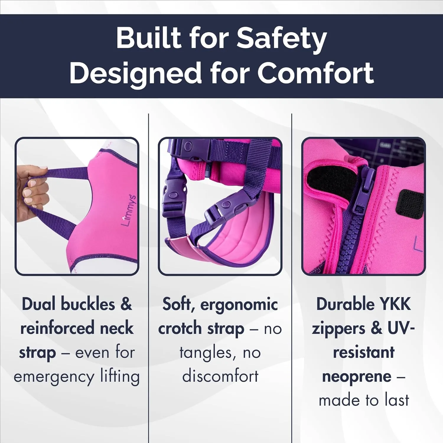 Limmys Premium Kids Swim Vest – Toddler Swim Jacket and Buoyancy Swimming Aid – Modern Design Swimming Vest for Boys and Girls – Innovative Safety-First Features