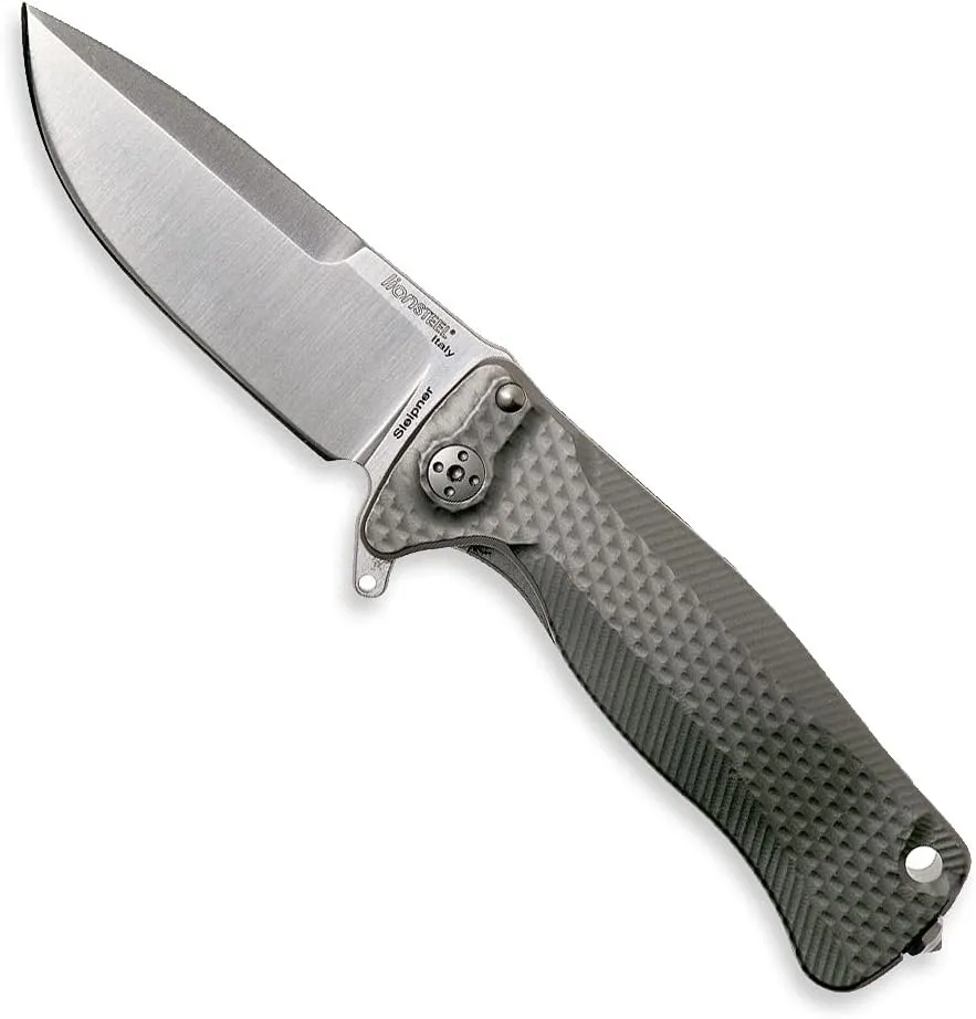 Lion Steel SR22 G Sleipner Frame Lock Folding Pocket Knife - Grey Titanium Handle, IKBS Ball Bearing System, Dual Carry Clip …, one Size