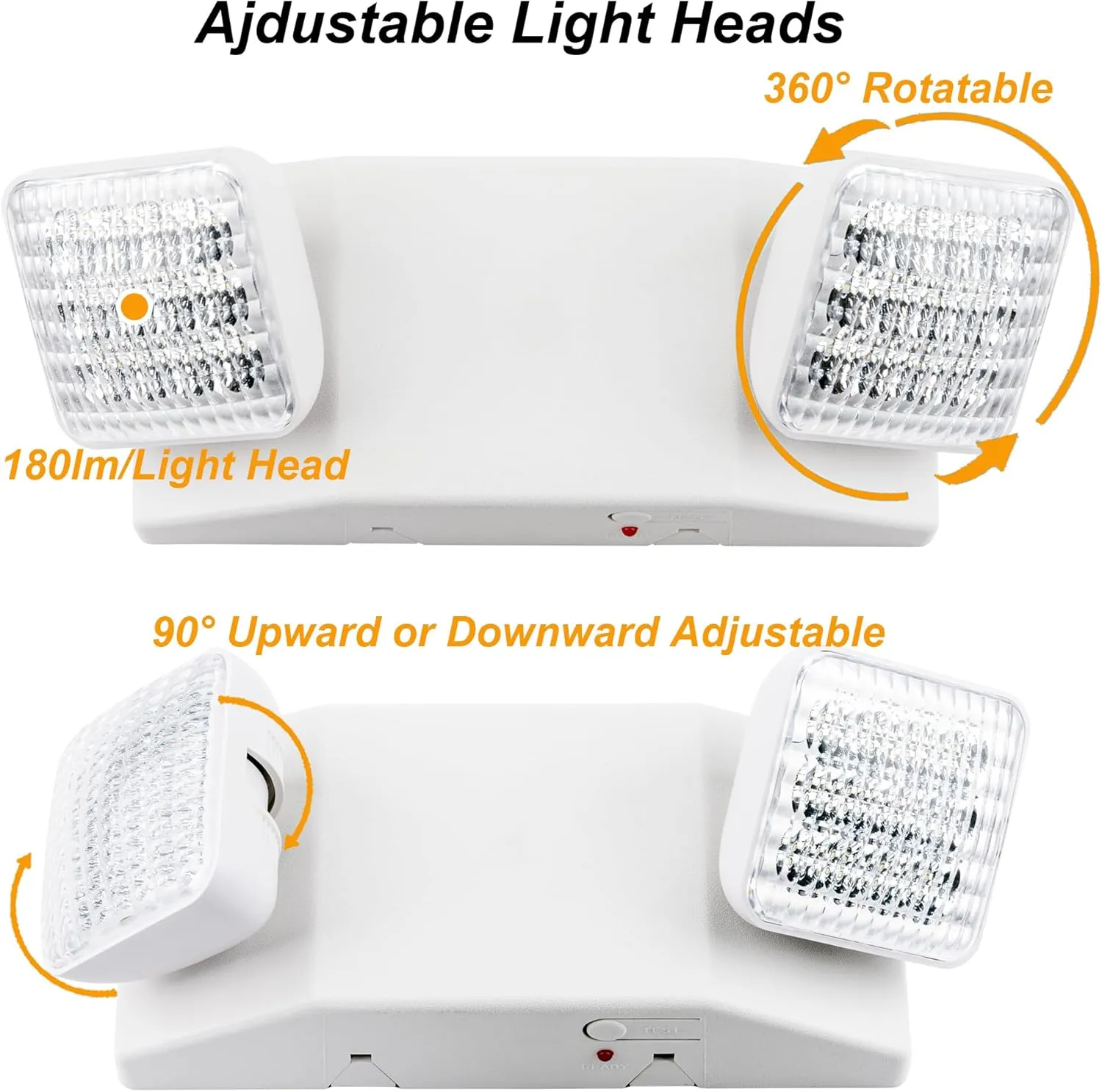 LIT-PaTH LED Emergency Lighting Fixtures with 2 LED Heads and Back Up Batteries- US Standard Exit Light, UL 924 and CEC Qualified, 120/277 Voltage, 1-Pack