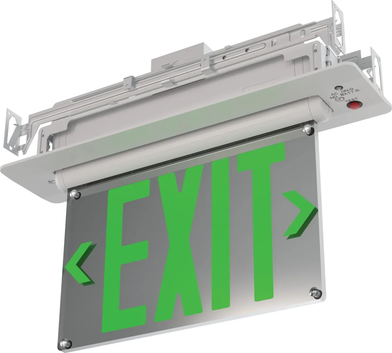 Lithonia Lighting Basics Edge-lit LED Exit Sign with Green Letters, Universal Mount Emergency Exit Only Sign, Ni-Cad Battery Backup (BE W G UM M2)