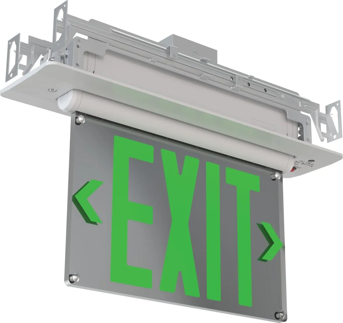 Lithonia Lighting Basics Edge-lit LED Exit Sign with Green Letters, Universal Mount Emergency Exit Only Sign, Ni-Cad Battery Backup (BE W G UM M2)