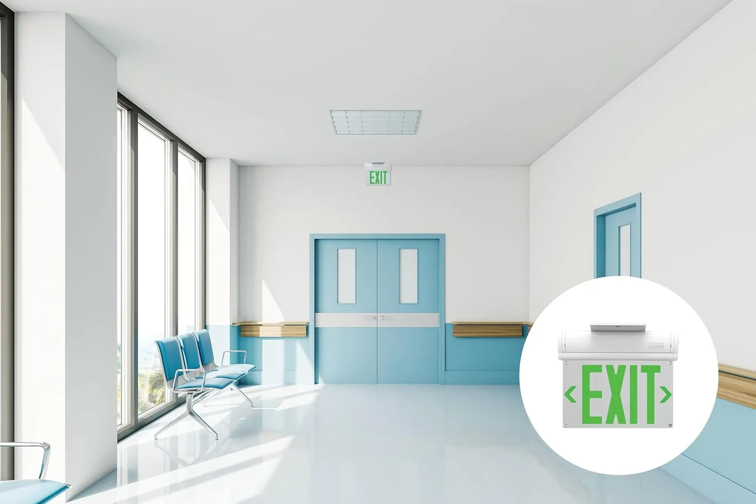 Lithonia Lighting Basics Edge-lit LED Exit Sign with Green Letters, Universal Mount Emergency Exit Only Sign, Ni-Cad Battery Backup (BE W G UM M2)