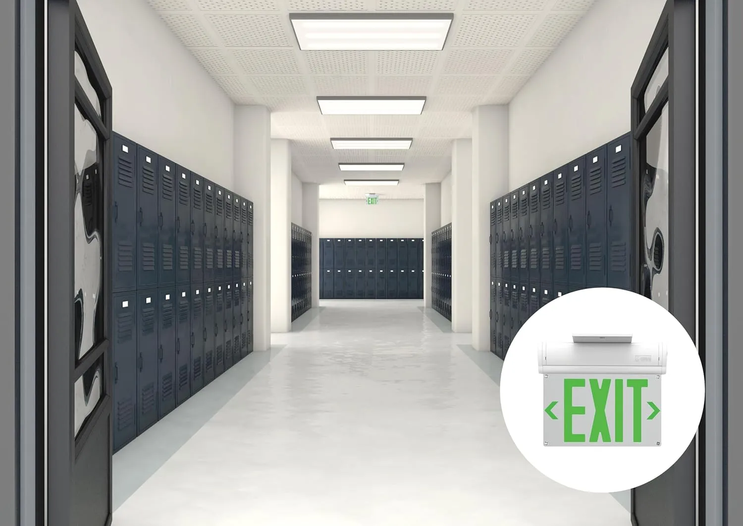 Lithonia Lighting Basics Edge-lit LED Exit Sign with Green Letters, Universal Mount Emergency Exit Only Sign, Ni-Cad Battery Backup (BE W G UM M2)