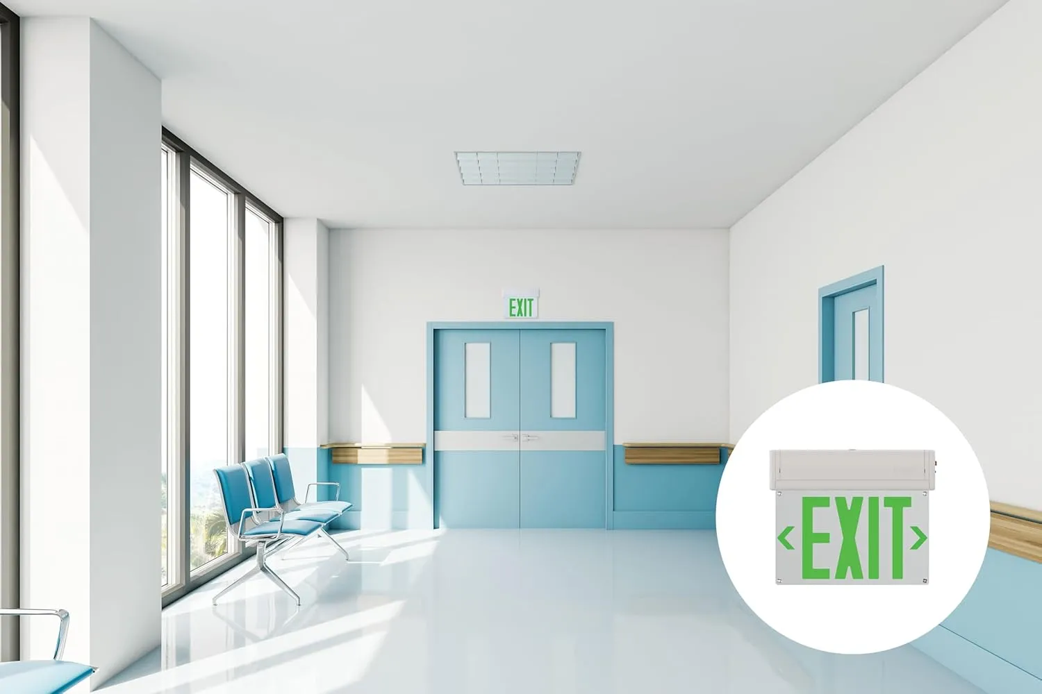 Lithonia Lighting Basics Edge-lit LED Exit Sign with Green Letters, Universal Mount Emergency Exit Only Sign, Ni-Cad Battery Backup (BE W G UM M2)