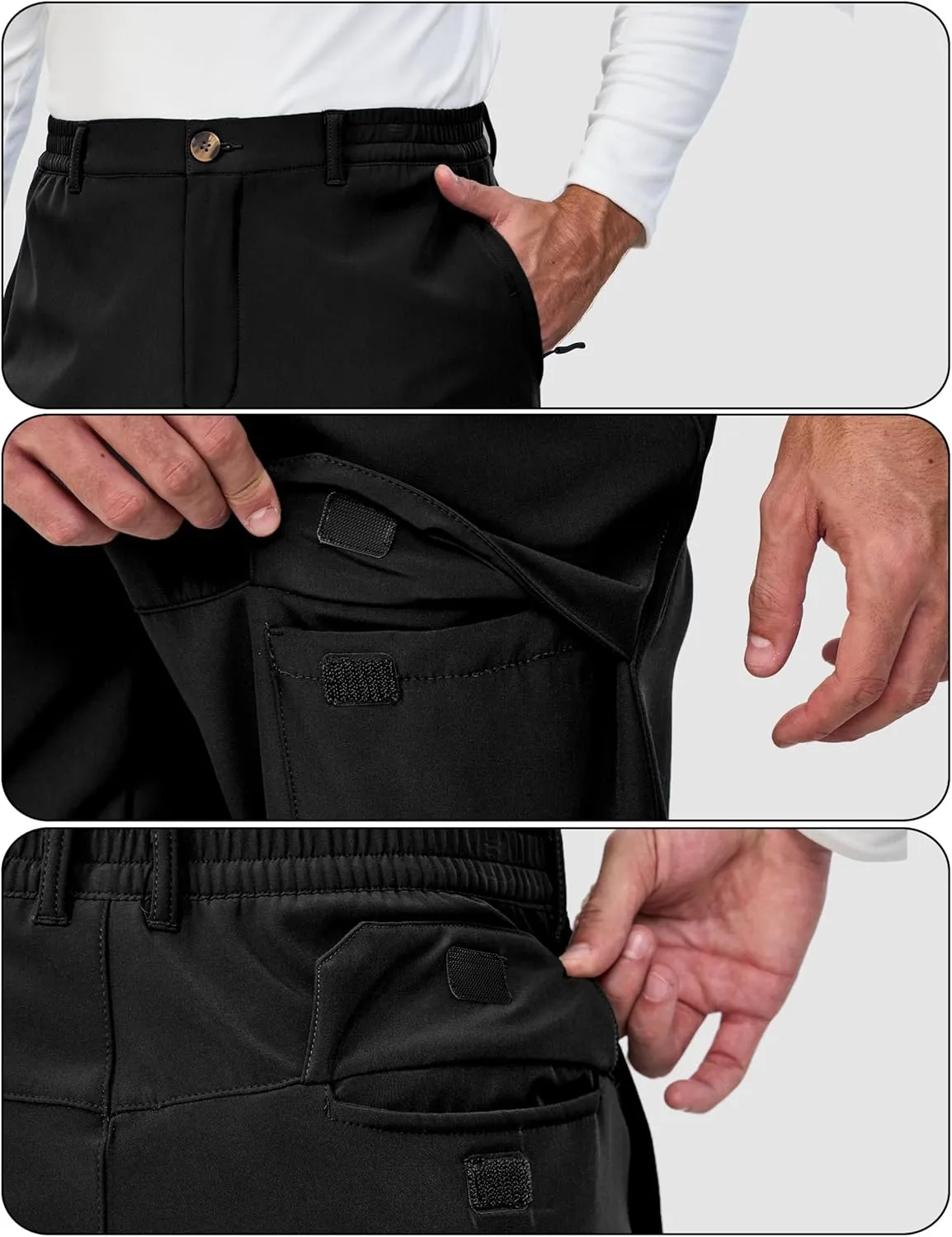 Little Donkey Andy Winter Warm Fleece Lined Pants for Men Water Resistance Outdoor Cargo Snow Ski Hiking