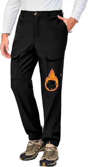 Little Donkey Andy Winter Warm Fleece Lined Pants for Men Water Resistance Outdoor Cargo Snow Ski Hiking