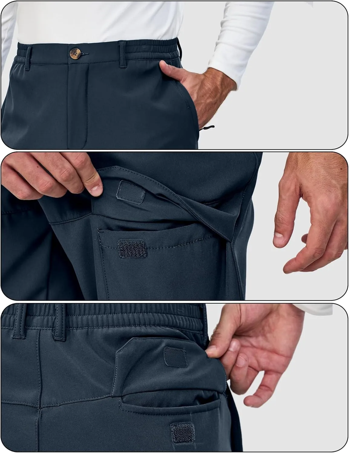 Little Donkey Andy Winter Warm Fleece Lined Pants for Men Water Resistance Outdoor Cargo Snow Ski Hiking