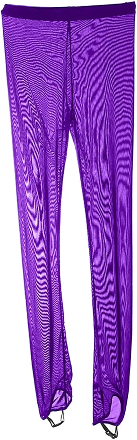 LIUHUO Girls Ice Skating Tights Mesh Compression Leggings