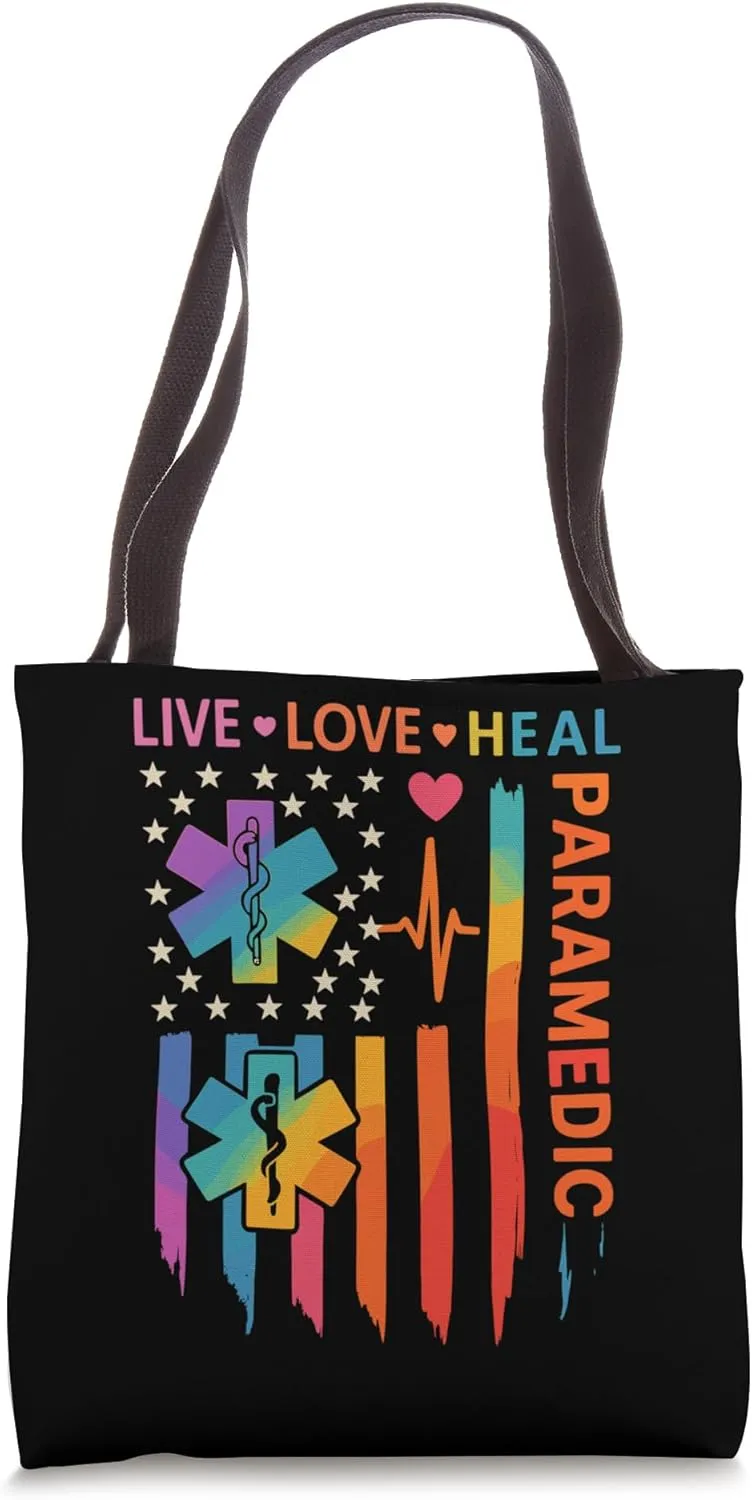 Live Love Heal Paramedic – Rainbow EMS Stethoscope Tote Bag
