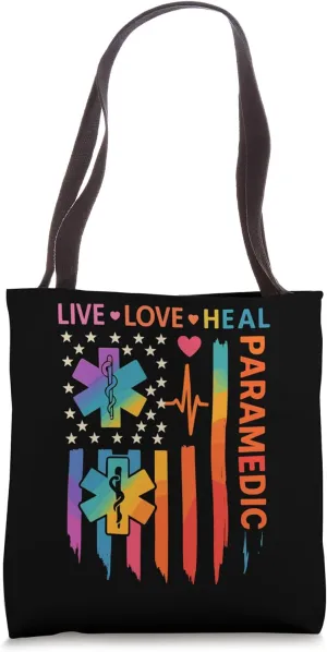 Live Love Heal Paramedic – Rainbow EMS Stethoscope Tote Bag