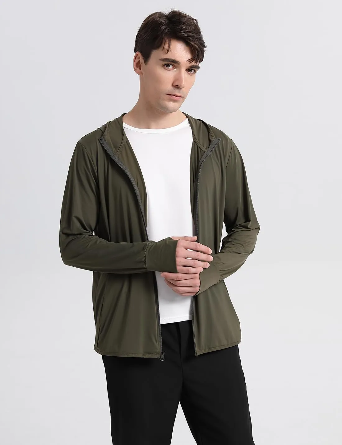 Locachy Men's UPF 50  Sun Protection Outdoor Lightweight Full Zip Hoodie Jacket Long Sleeve Fishing Hiking Performance Shirt