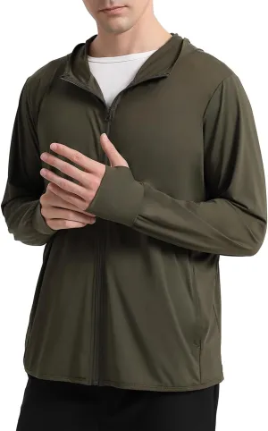 Locachy Men's UPF 50  Sun Protection Outdoor Lightweight Full Zip Hoodie Jacket Long Sleeve Fishing Hiking Performance Shirt