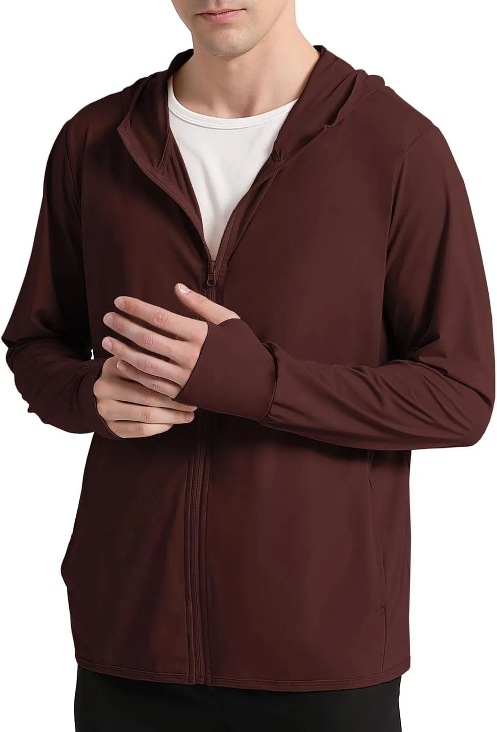 Locachy Men's UPF 50  Sun Protection Outdoor Lightweight Full Zip Hoodie Jacket Long Sleeve Fishing Hiking Performance Shirt