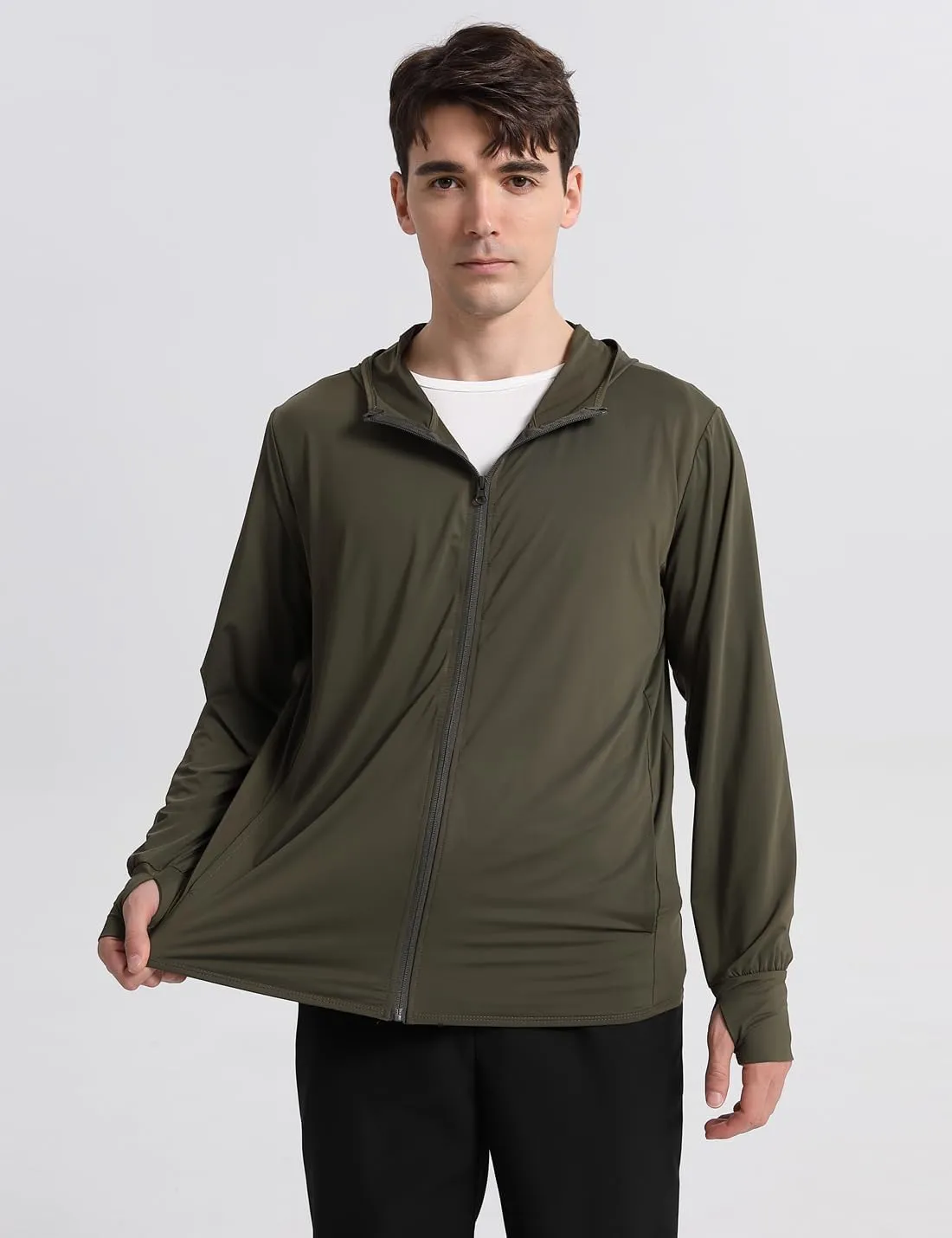 Locachy Men's UPF 50  Sun Protection Outdoor Lightweight Full Zip Hoodie Jacket Long Sleeve Fishing Hiking Performance Shirt