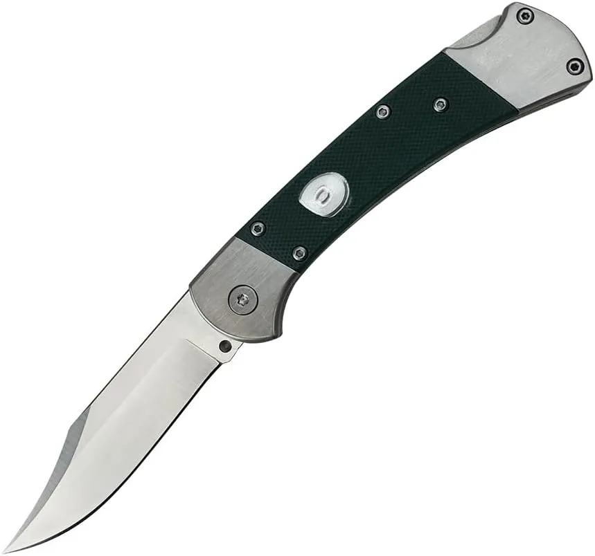 Lockback Folding Knife，Button Lock Assisted Opening Pocket Knives for Men，3'' 440C Clip Point Steel Blade and Green G10 Handle，EDC Tactical Knife for Camping