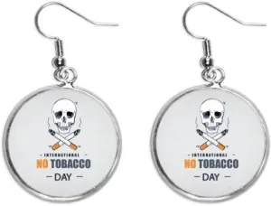 Logo l No Tobacco Day Ear Dangle Silver Drop Earring Jewelry Woman