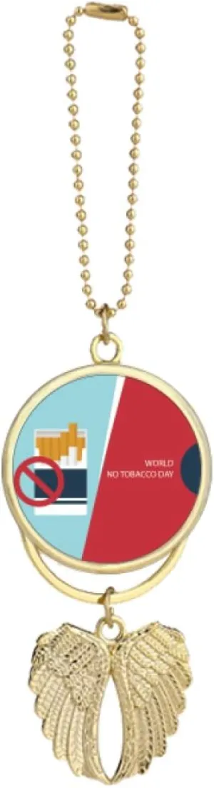 Logo Left Cigarettes are Not Allowed World No Tobacco Day Car Keychain Angel Wing Pendant