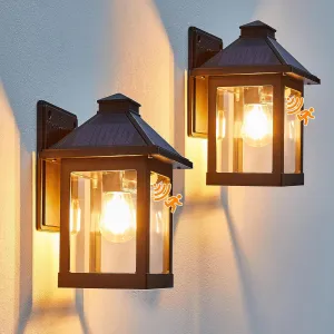 LUHLEE Solar Porch Lights Outdoor,2 Pack Motion Sensor Solar Wall Lights,IP65 Waterproof Wall Sconce Lights Outdoor with 3 Lighting Modes for House, Porch, Front Door, Garage, Shed, Patio