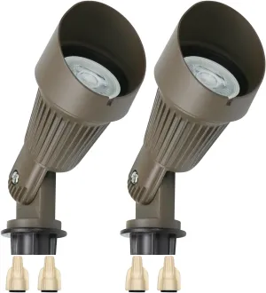 Lumina Lighting® 4W Landscape lighting 12V Landscape Lights Low Voltage Landscape Spotlights Warm White Waterproof Outdoor Replaceable LED Bulb for Garden, Lawn, Porch, Patio and Yard (Bronze, 2-Pack)