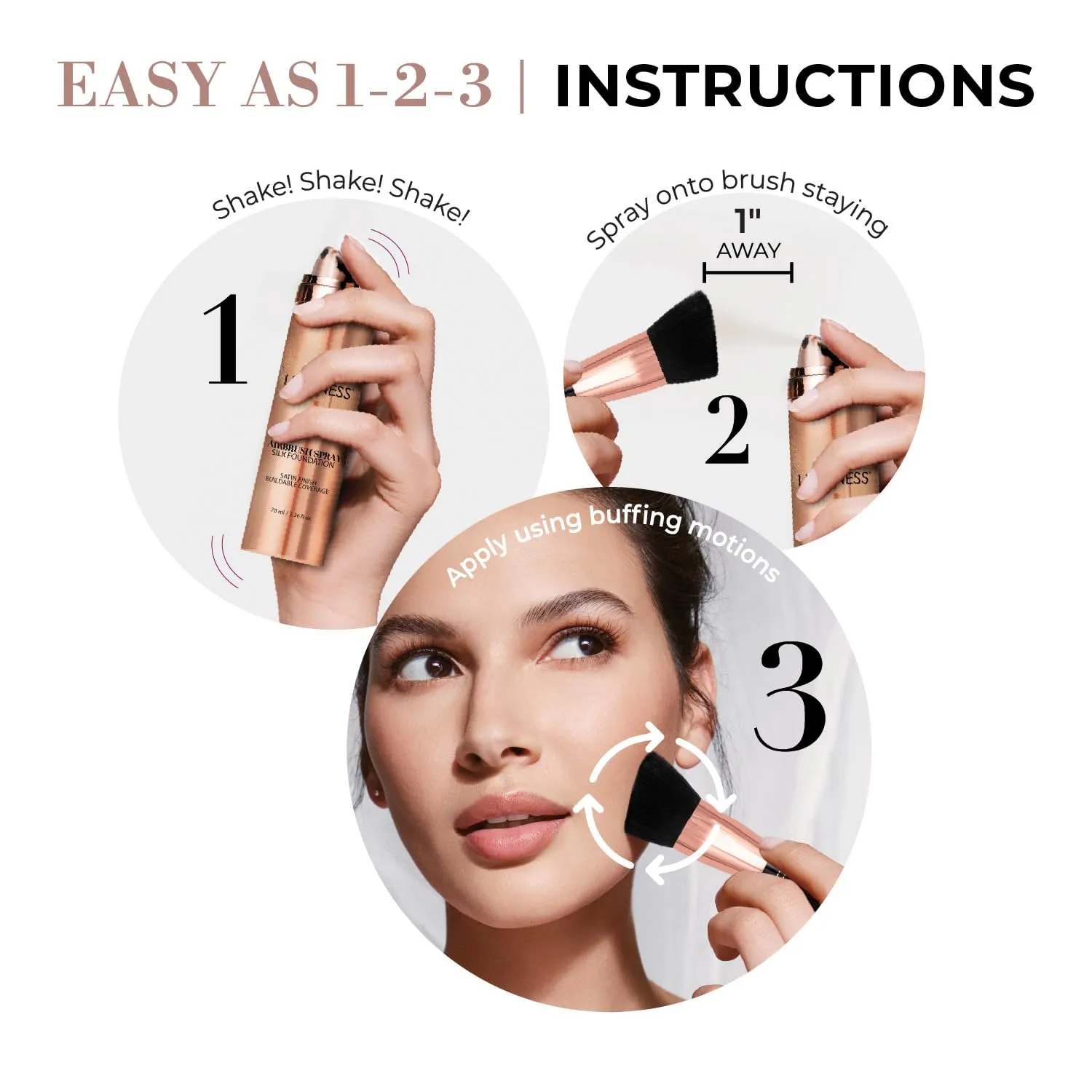 LUMINESS Face Time All In One Makeup Kit - Includes Face Palette, Airbrush Foundation, and Makeup Brush - Long-Wearing, Silky, Soft, Easy to Blend, 3-PC Make Up Set (06 - Light Warm)