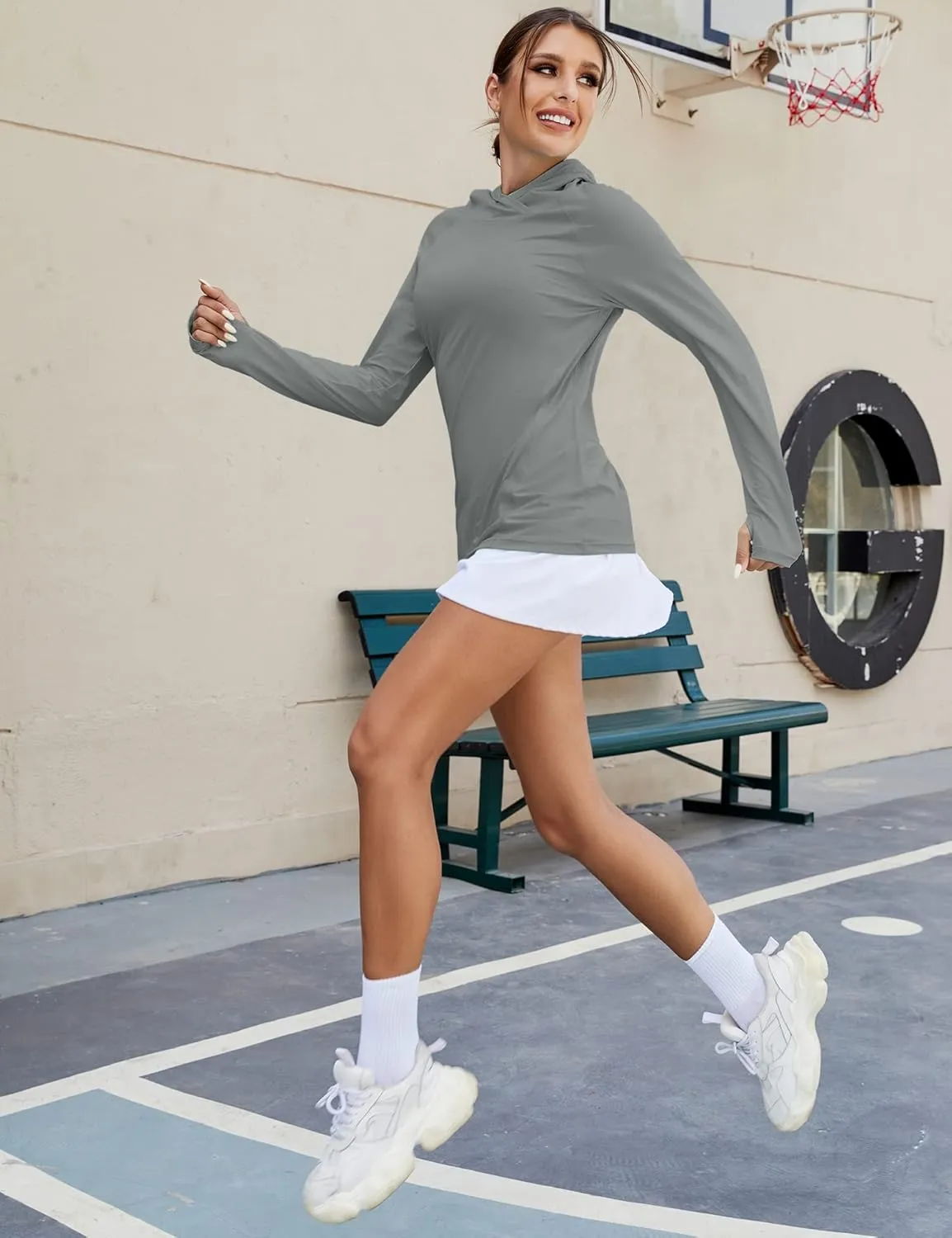 LUYAA Women's UPF 50  Sun Protection Hoodie Breathable Stretch Hiking Shirts Long Sleeve for Running Outdoor Workout