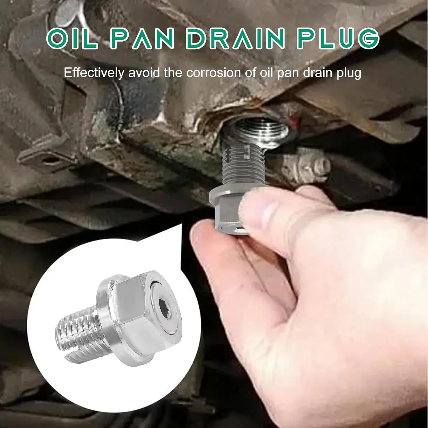 M12.1-1.5 x 15mm Oversize Piggyback Oil Drain Plug, Stainless Steel Self Tapping Drain Plug Replacement, Leak-Proof Oil Pan Thread Repair Kit with O-Ring Hexagonal Wrench