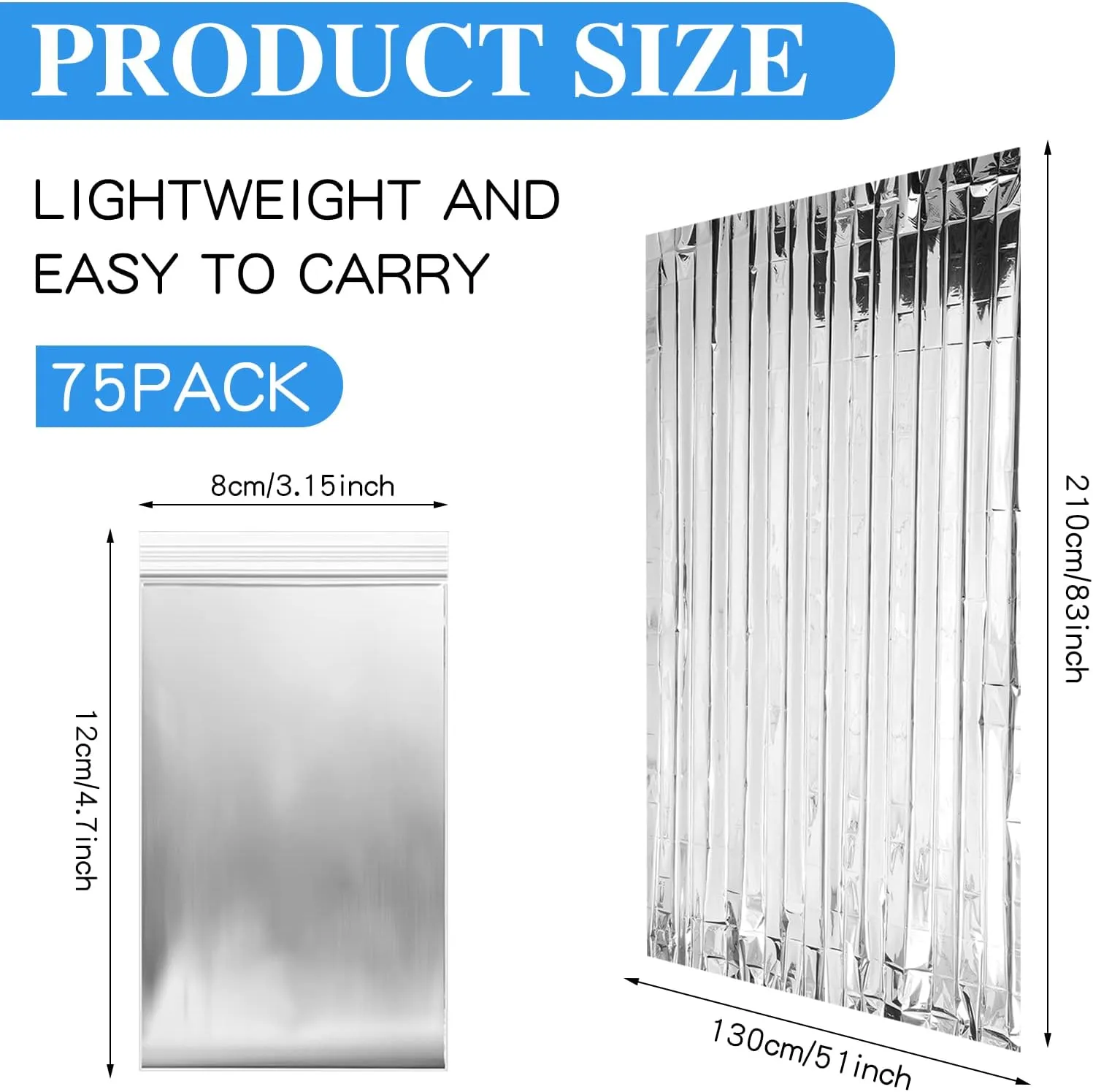Macarrie 75 Pack Emergency Foil Thermal Blankets - Silver Foil Survival Blanket Space Blanket Kit for Outdoors, Camping, Hiking, Homeless, First Aid
