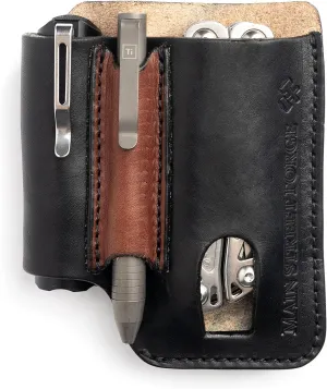 Made in USA Leather EDC Pouch | Leather Multitool Sheath/Holster for Men | Belt Clip/Pocket Organizer for Leatherman, Gerber & SOG Multitools | Knife/Multi Tool & Flashlight & Pen Holder