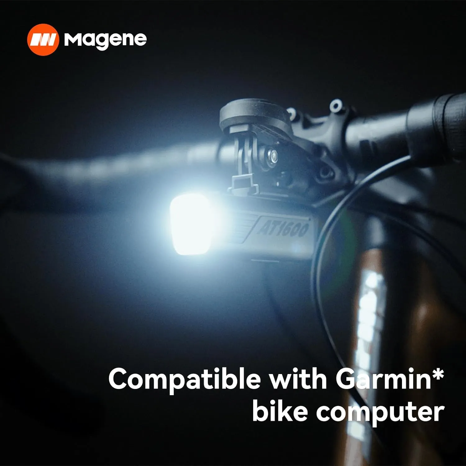 Magene AT1200/1600 Smart Bike Headlights - Bright 1200/1600 Lumens, 85h Battery, Rechargeable Bicycle Light Front, Compatible with Garmin Edge 530 