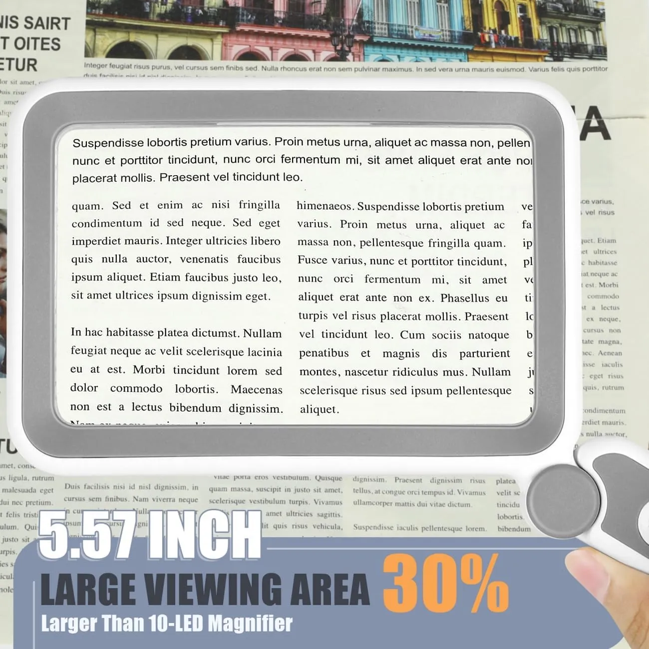Magnifying Glass with Light, Rechargeable 5X Large Page Magnifier for Reading, Folding Handheld Dimmable, LED Lighted Rectangle Magnifier for Reading Book Small Print for Seniors Low Vision