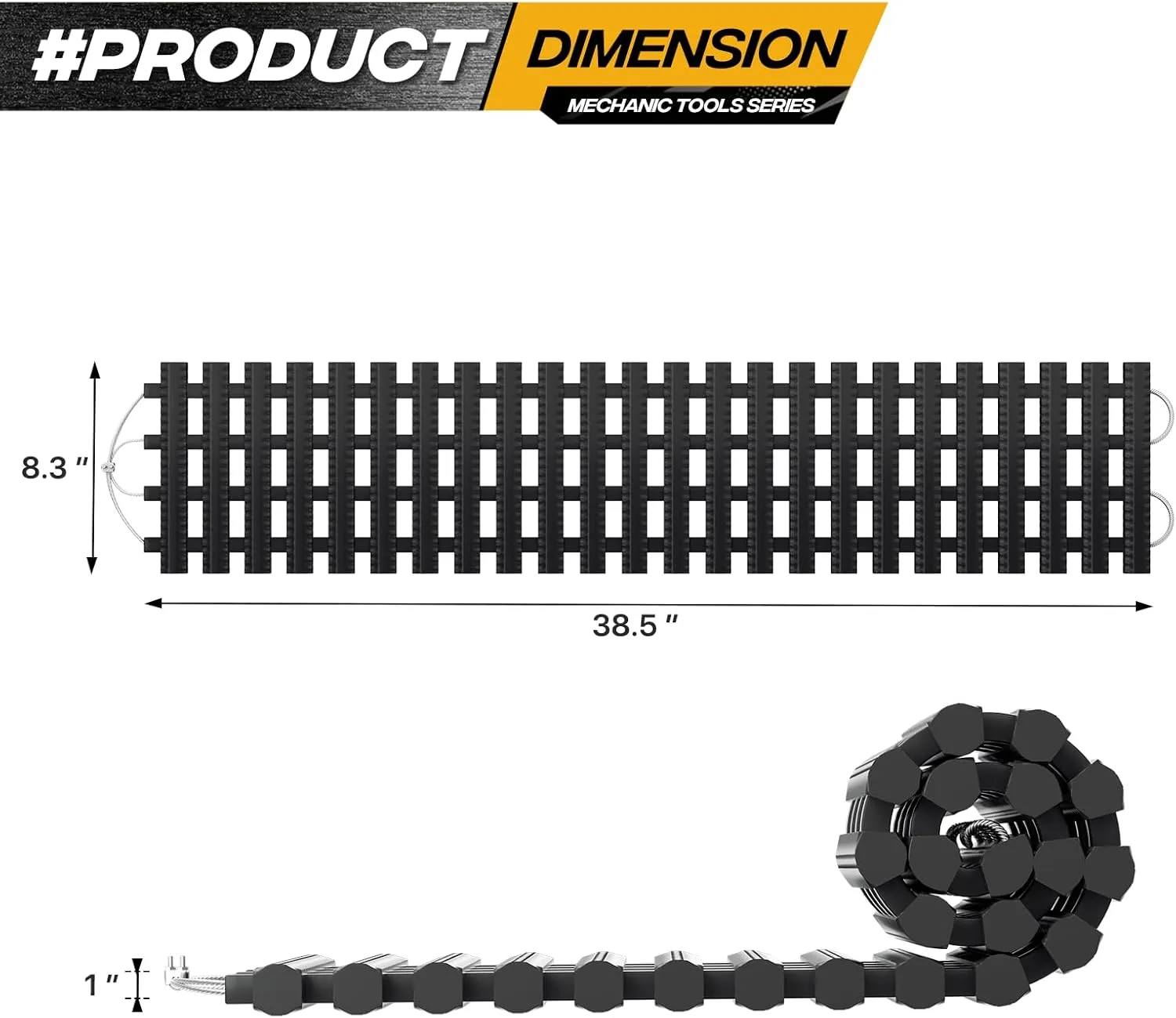 Magshion 39" Tire Traction Mat, Heavy-Duty Recovery Board for Snow, Ice, Mud & Sand, Off-Road Vehicle Traction Tracks with Storage Bag – Car, Truck & SUV Emergency Tire Grip Aid