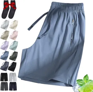Maidenfit Icyshorts, ICY Shorts for Senior Women, Unisex Ice Silk Stretch Quick-Dry Shorts with Zipper Pockets