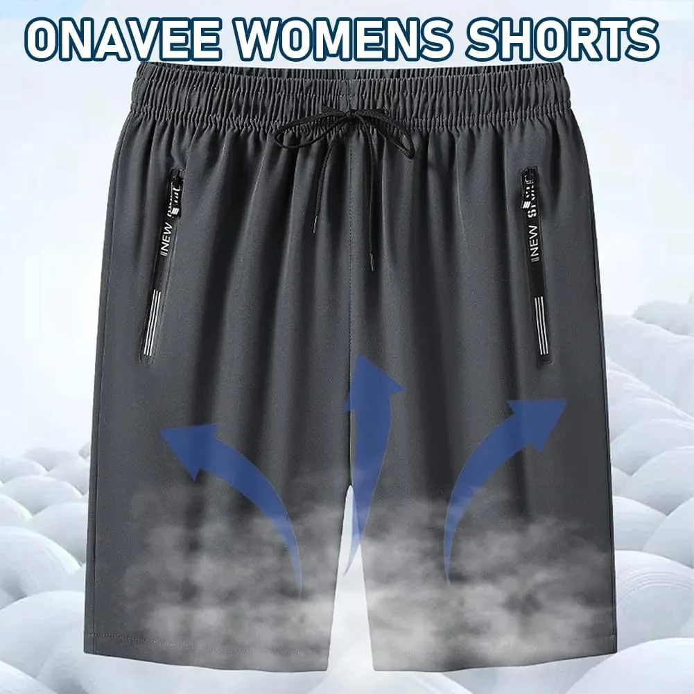 Maidenfit Icyshorts, ICY Shorts for Senior Women, Unisex Ice Silk Stretch Quick-Dry Shorts with Zipper Pockets
