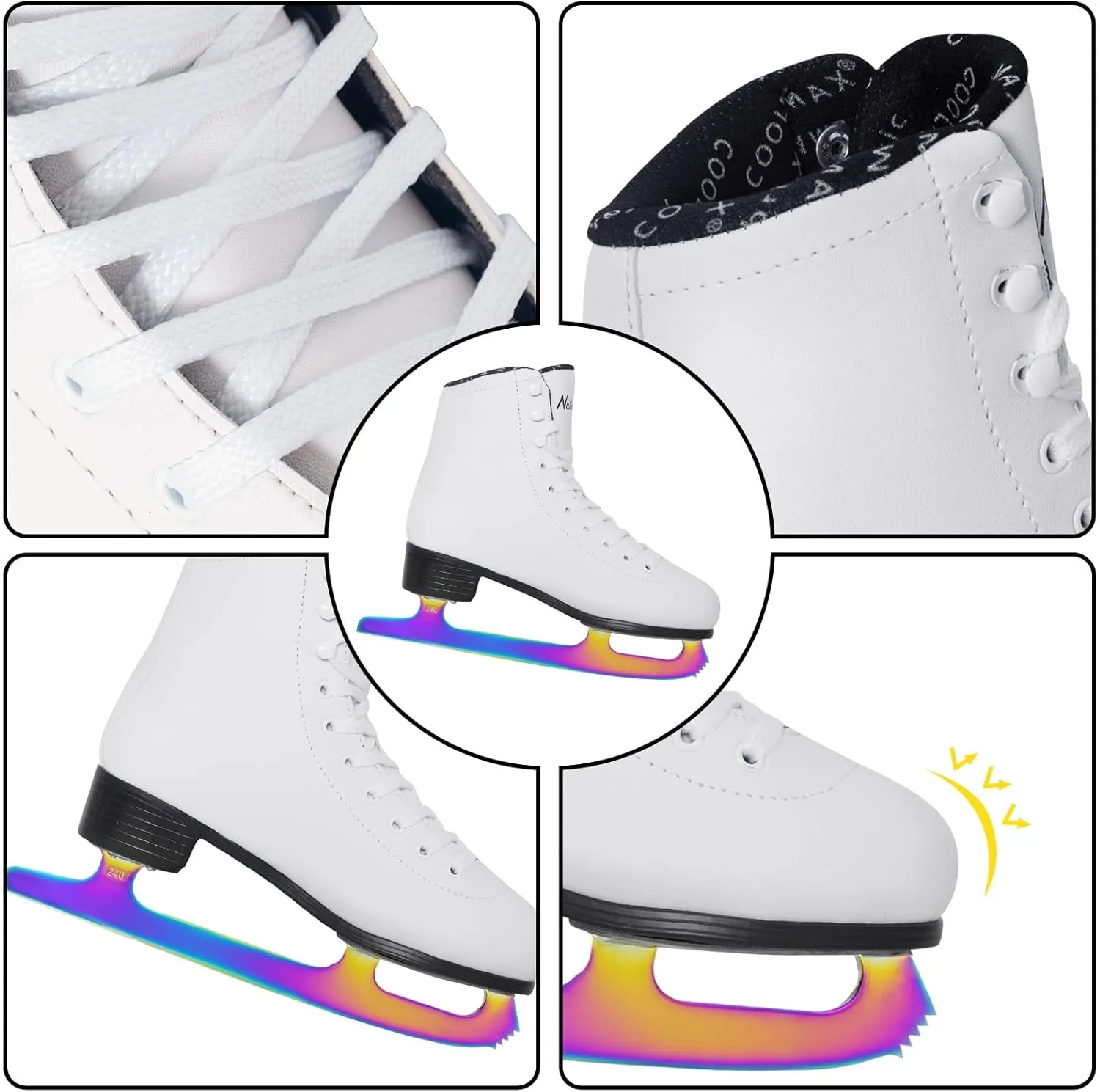 MammyGol Womens/Misses/Girls Lace up Light Support Ice Figure Skates Women Size 6 7 8 9 10 11 12