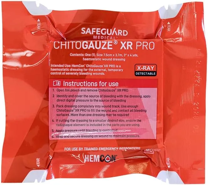 MARCH ChitoGauze PRO, Z-Folded, Emergency Equipment for Massive Hemorrhage Control, Made in The USA