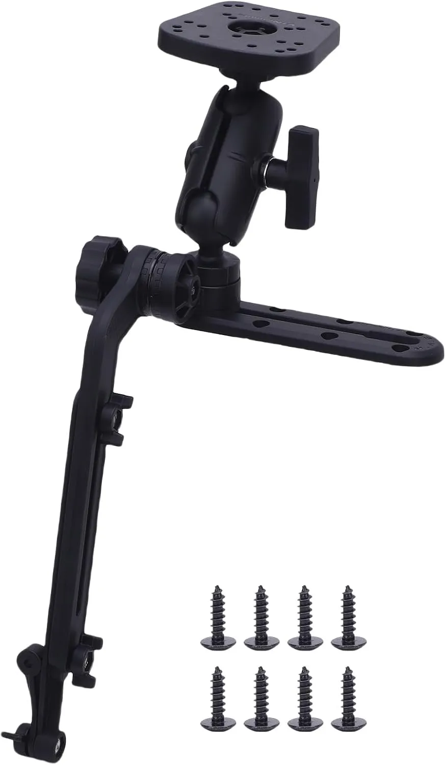 Marine Electronic Mount Plate, Adjustable Arm Replacement for Scotty, Lowrance, Fishfinders, GPS, Sturdy Ball Base, Extendable Arm, Secure Placement, Ideal for Yachts, Boats,