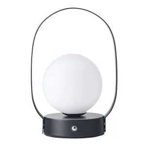 Matt Black Rechargeable Touch Dimmable Lantern Table Lamp with Frosted Shade