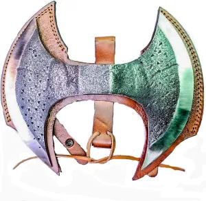 MDM-0555 Custom Hand Forged Tomahawk Viking Hatchet Beared Camping Double Axe Head, 5160 HIGH Carbon Steel Twin Blade, Viking Axe Head Only Vintage Ax Viking Gift for Him 11 ''