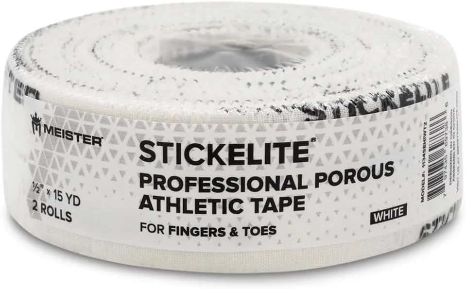 Meister StickElite Professional Porous Athletic Tape for Fingers & Toes - 15yd x 1/2" - White - 4 Rolls