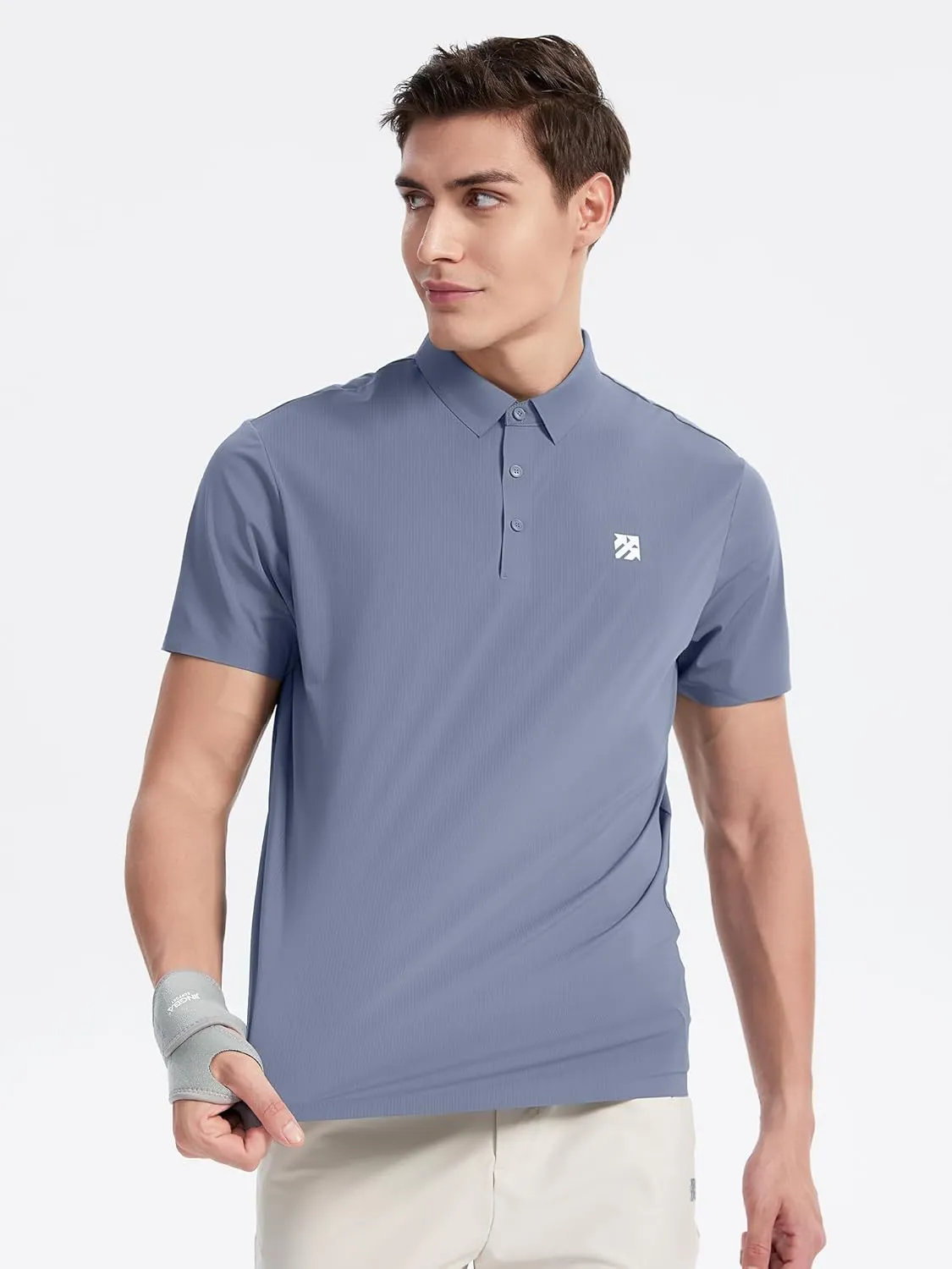 Mens Performance Polo Shirts Seamless Tech Golf Pickleball Shirts for Men Quick Dry Moisture Wicking