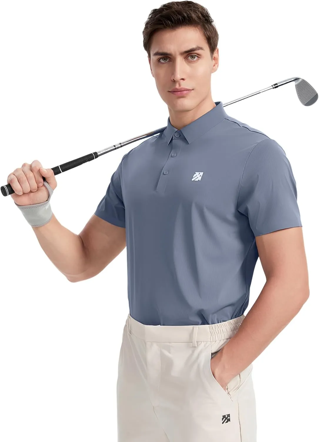 Mens Performance Polo Shirts Seamless Tech Golf Pickleball Shirts for Men Quick Dry Moisture Wicking