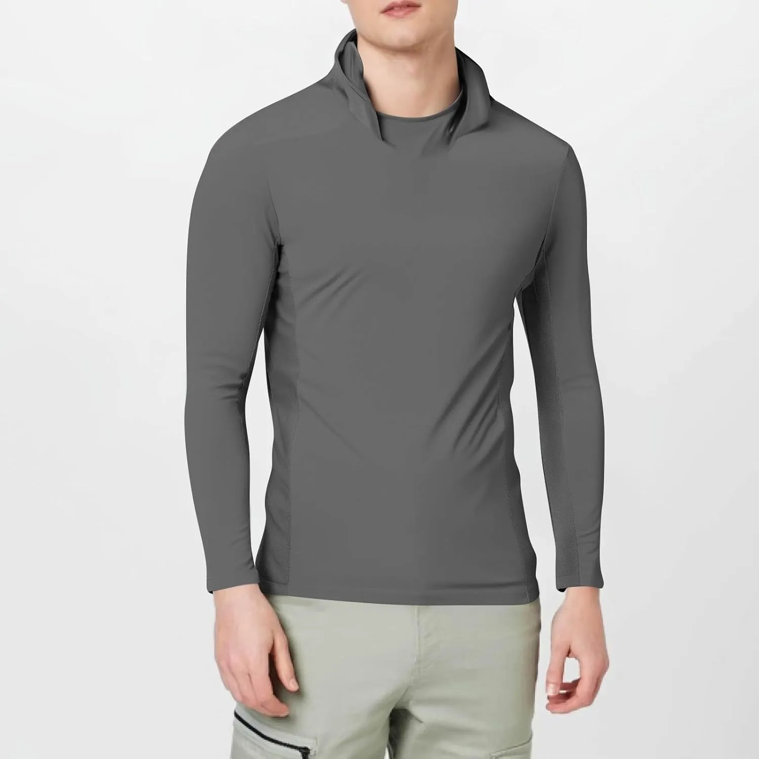 Men's Sun Shirt with Mask and Finger Hole Lightweight Long Sleeve Hooded Hiking Fishing Shirts UPF 50 Sun Hoodie