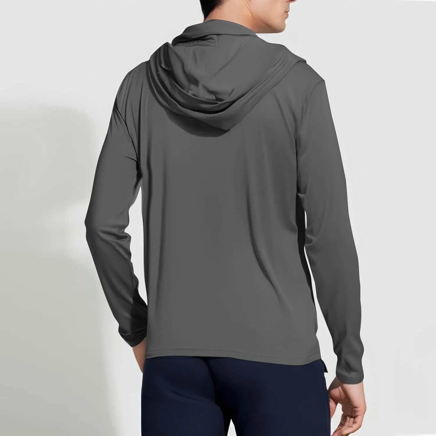 Men's Sun Shirt with Mask and Finger Hole Lightweight Long Sleeve Hooded Hiking Fishing Shirts UPF 50 Sun Hoodie