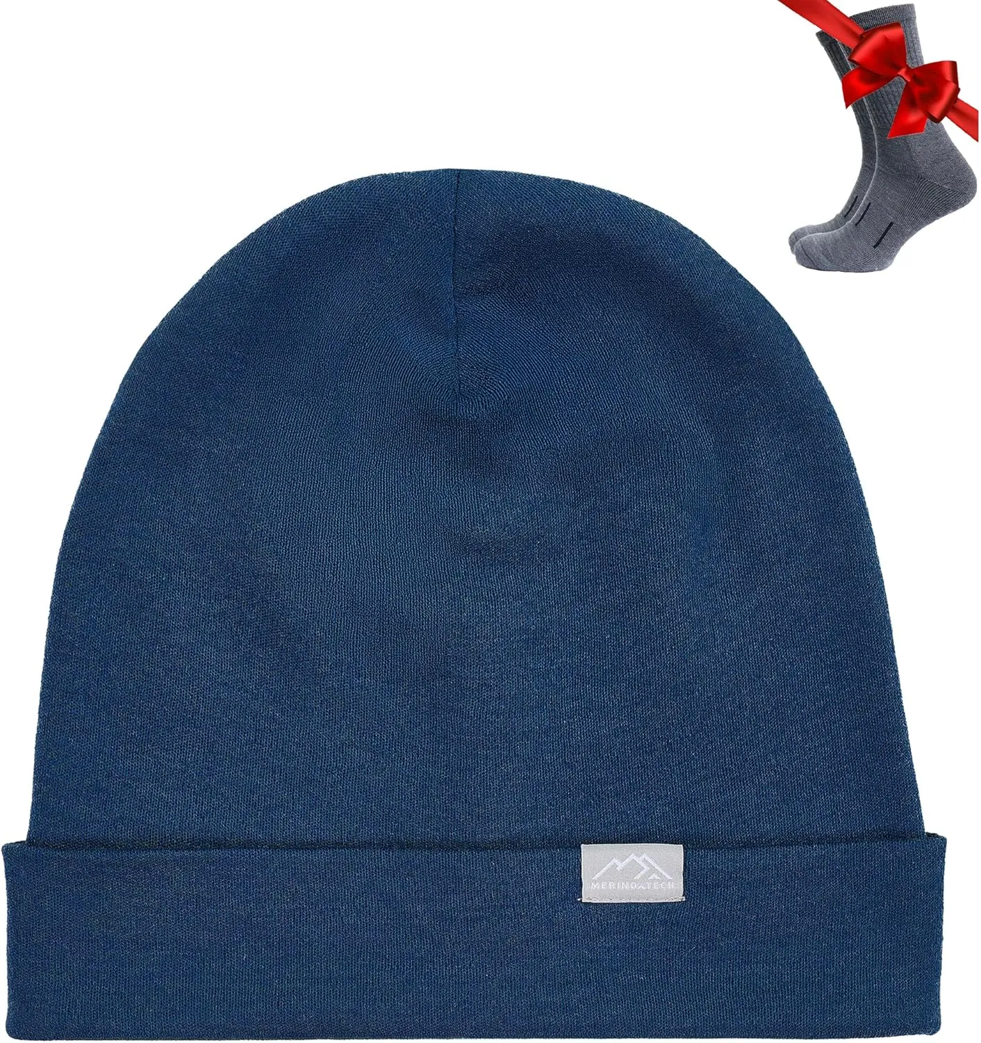 Merino Wool Beanie Men and Women – Cuff Merino Wool Hats for Men and Women - Unisex Adult Beanie Hat and Socks