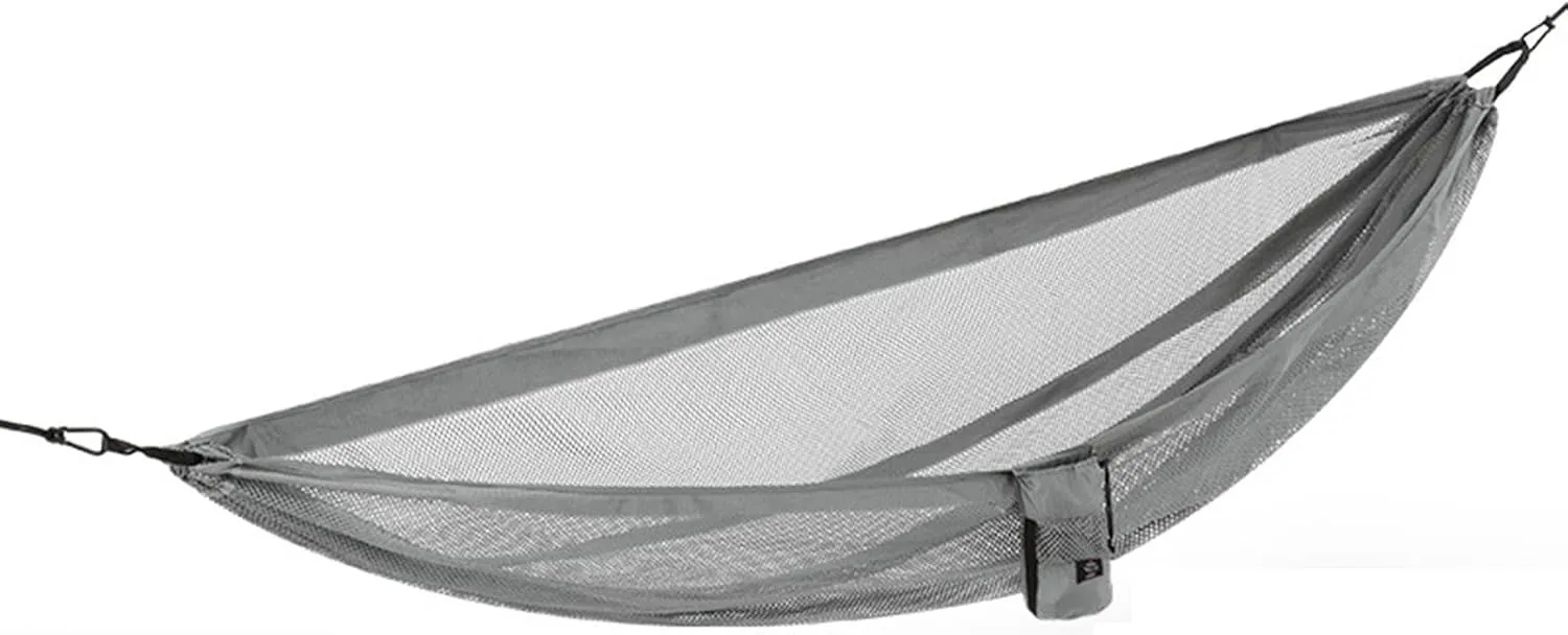 Mesh Hammock, Portable Camping Mesh Hammock, Breathable Lightweight Ice Silk Double & Single Nylon Hammocks, for Outdoor Adventures Camping (290X148cm,Gray)