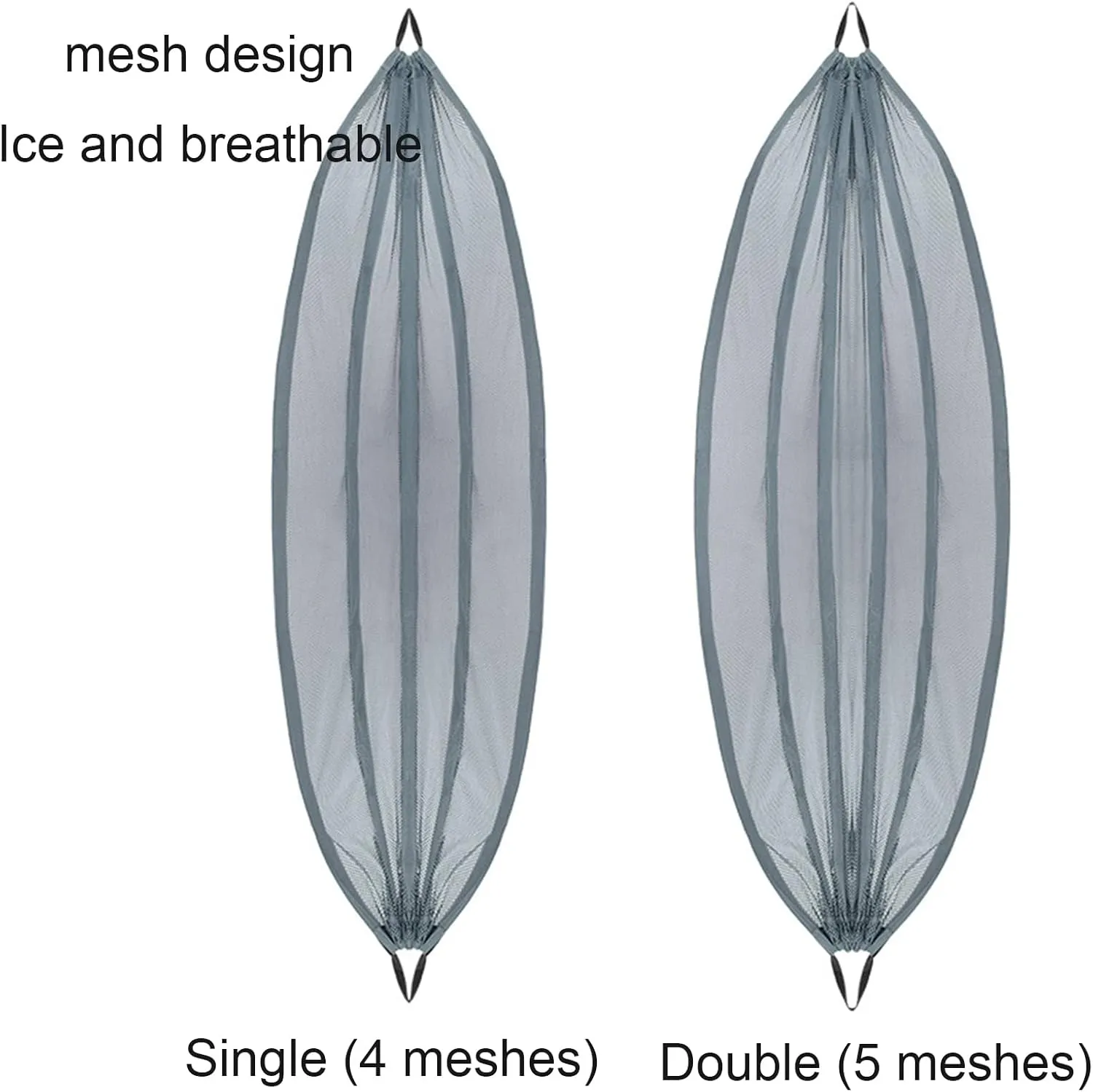 Mesh Hammock, Portable Camping Mesh Hammock, Breathable Lightweight Ice Silk Double & Single Nylon Hammocks, for Outdoor Adventures Camping (290X148cm,Gray)