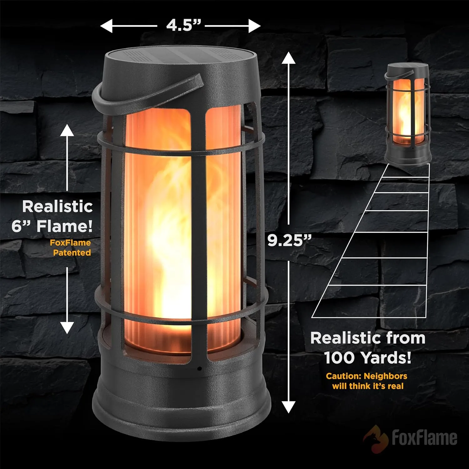 Metal Outdoor Solar Lantern, Flickering Solar Lanterns Outdoor Waterproof with Patented LED, Outdoor Lanterns for Porch, Patio, Garden, Tabletop, Hanging Use, Matte Black (2 Pack)